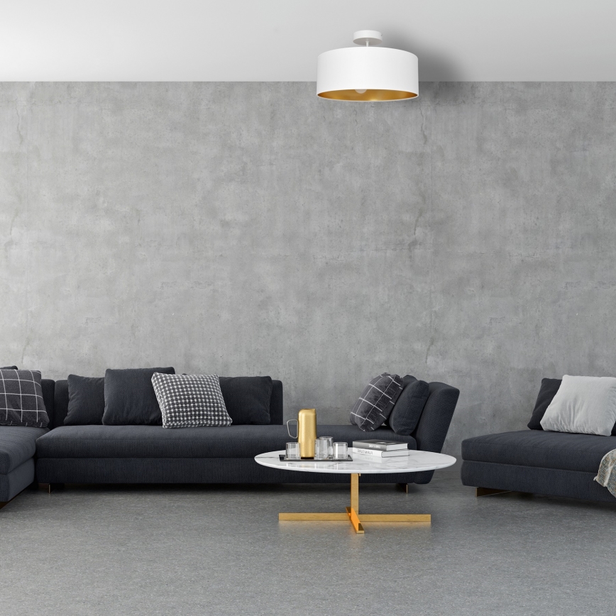 Lámpara colgante ALBA 3xE27/15W/230V blanco/dorado