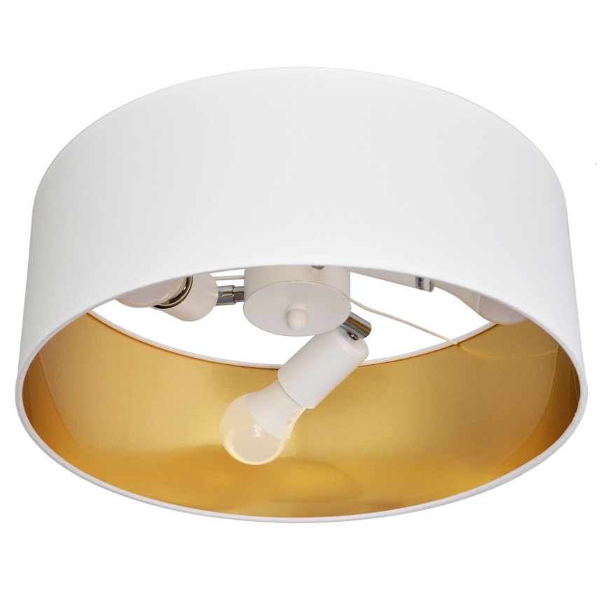 Lámpara colgante ALBA 3xE27/15W/230V blanco/dorado