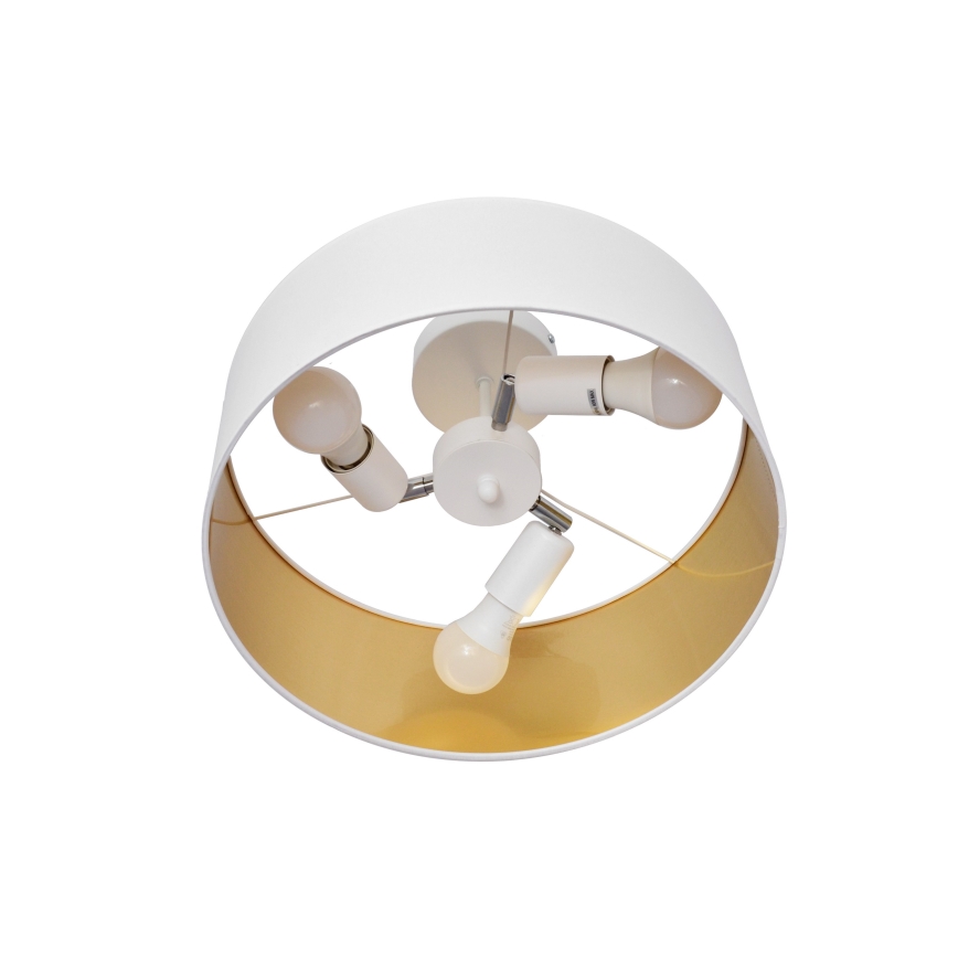 Lámpara colgante ALBA 3xE27/15W/230V blanco/dorado