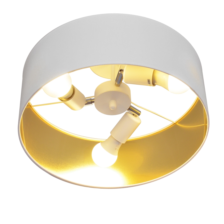 Lámpara colgante ALBA 3xE27/15W/230V blanco/dorado