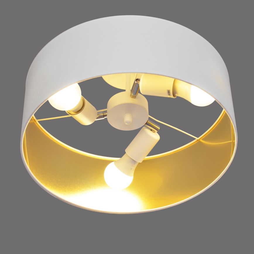 Lámpara colgante ALBA 3xE27/15W/230V blanco/dorado