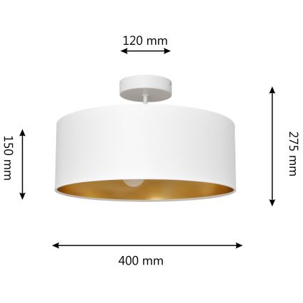 Lámpara colgante ALBA 3xE27/15W/230V blanco/dorado