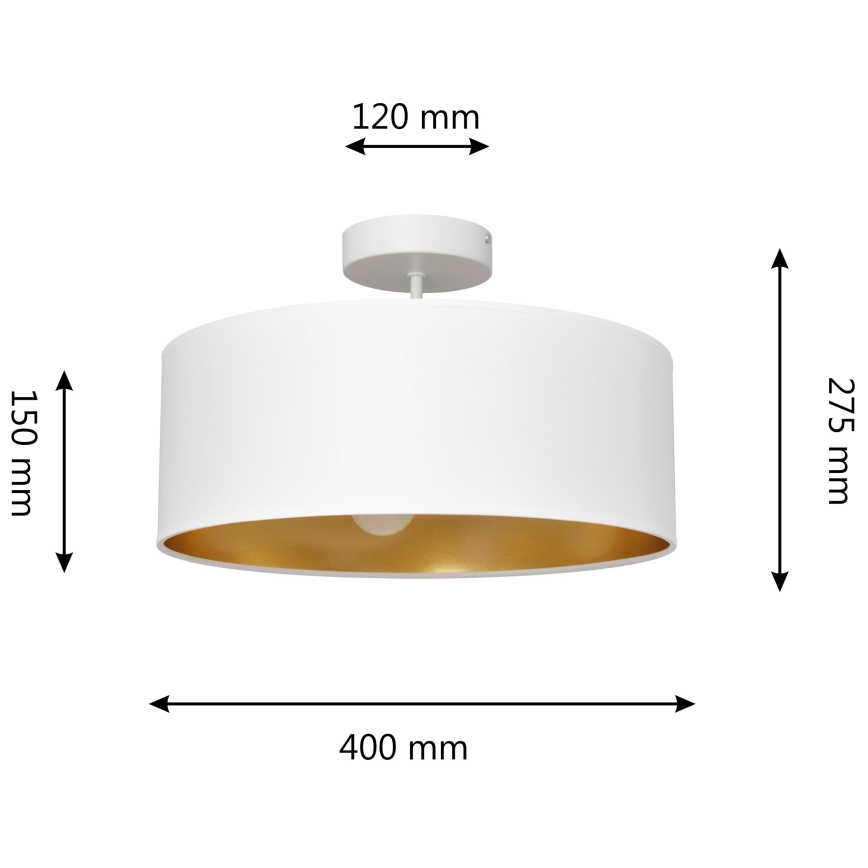 Lámpara colgante ALBA 3xE27/15W/230V blanco/dorado