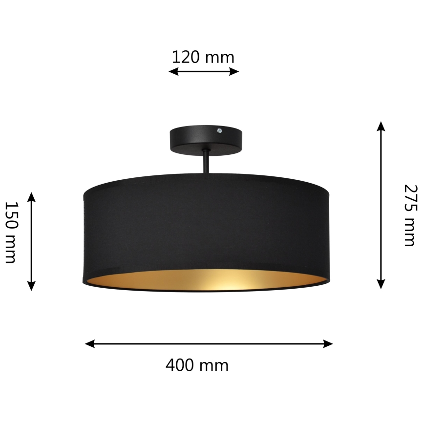 Lámpara colgante ALBA 3xE27/15W/230V negro/dorado