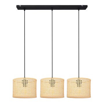 Lámpara colgante ALBA 3xE27/15W/230V ratán/negro