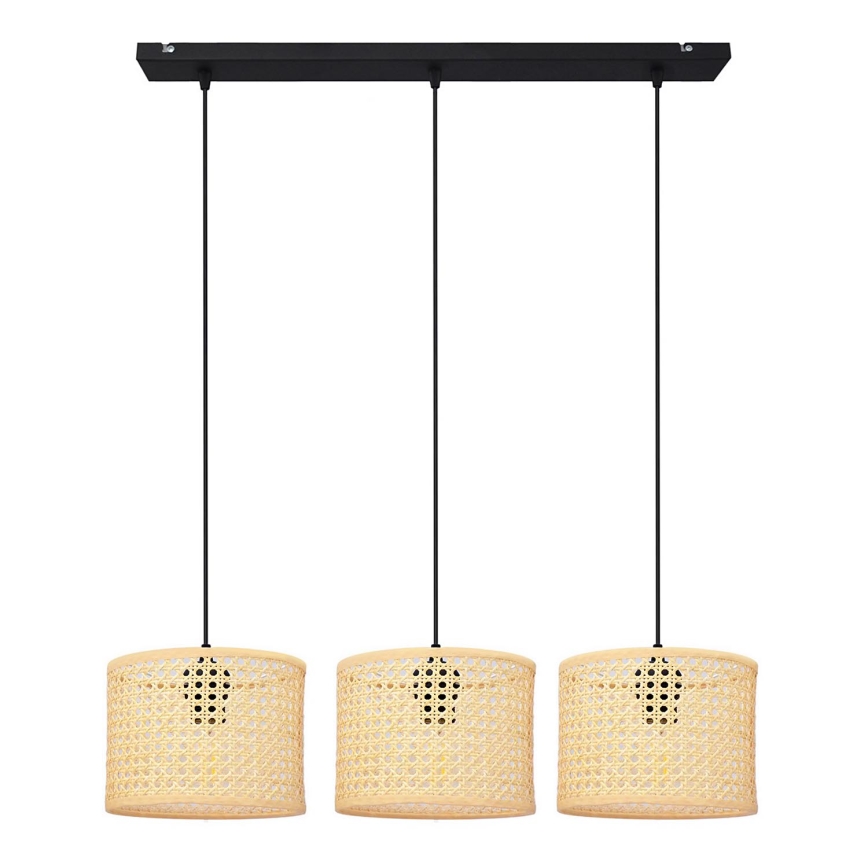 Lámpara colgante ALBA 3xE27/15W/230V ratán/negro