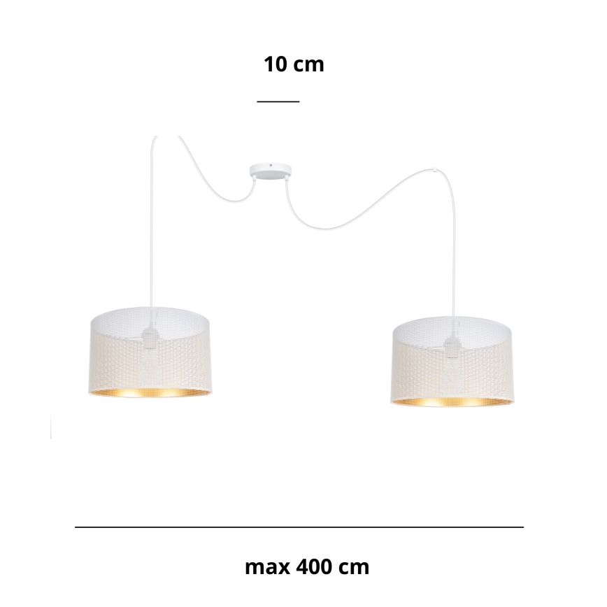 Lámpara colgante ALDO 2xE27/60W/230V araña blanco