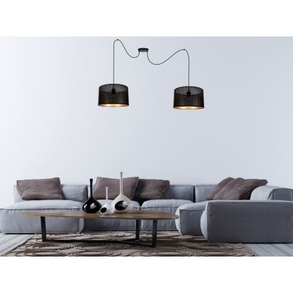 Lámpara colgante ALDO 2xE27/60W/230V araña negro
