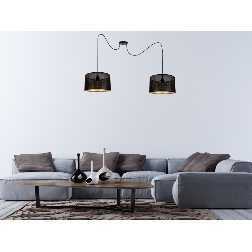 Lámpara colgante ALDO 2xE27/60W/230V araña negro