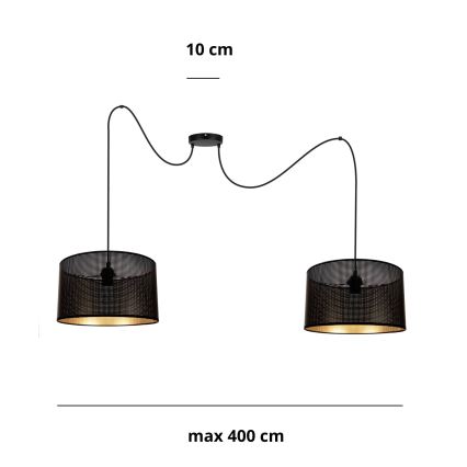 Lámpara colgante ALDO 2xE27/60W/230V araña negro