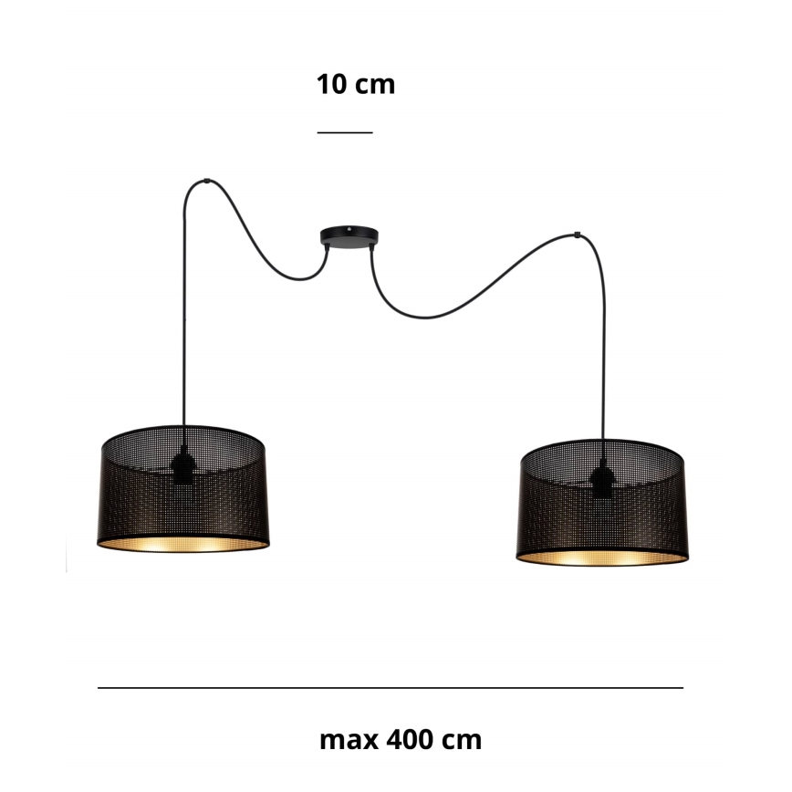 Lámpara colgante ALDO 2xE27/60W/230V araña negro