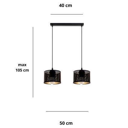 Lámpara colgante ALDO 2xE27/60W/230V negro