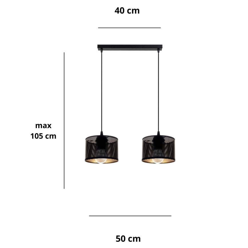 Lámpara colgante ALDO 2xE27/60W/230V negro
