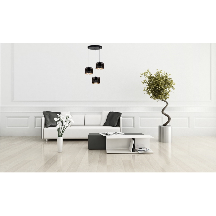 Lámpara colgante ALDO 3xE27/60W/230V diá. 40 cm negro