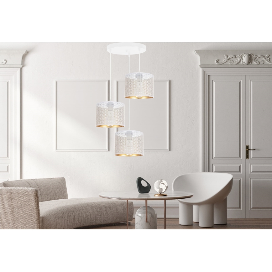 Lámpara colgante ALDO 3xE27/60W/230V diá. 45 cm blanco