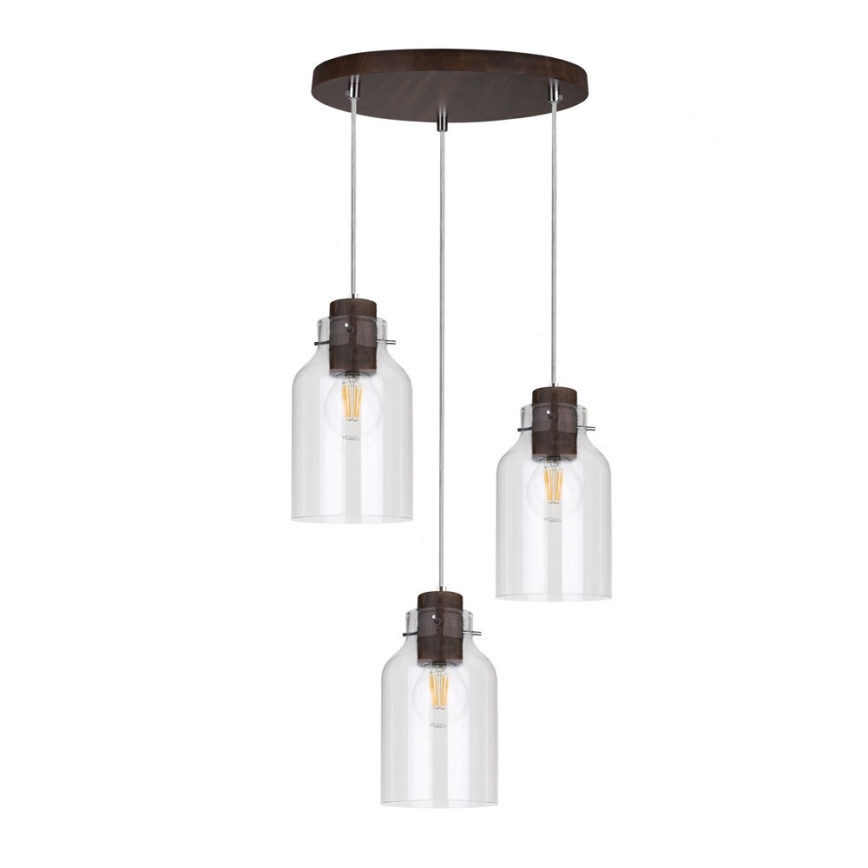 Lámpara colgante ALESSANDRO 3xE27/60W/230V haya
