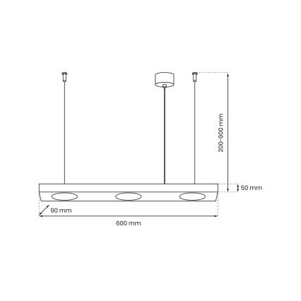 Lámpara colgante ALEXANDER 3xGX53/12W/230V negro