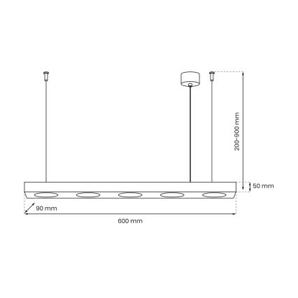 Lámpara colgante ALEXANDER 5xGX53/12W/230V negro