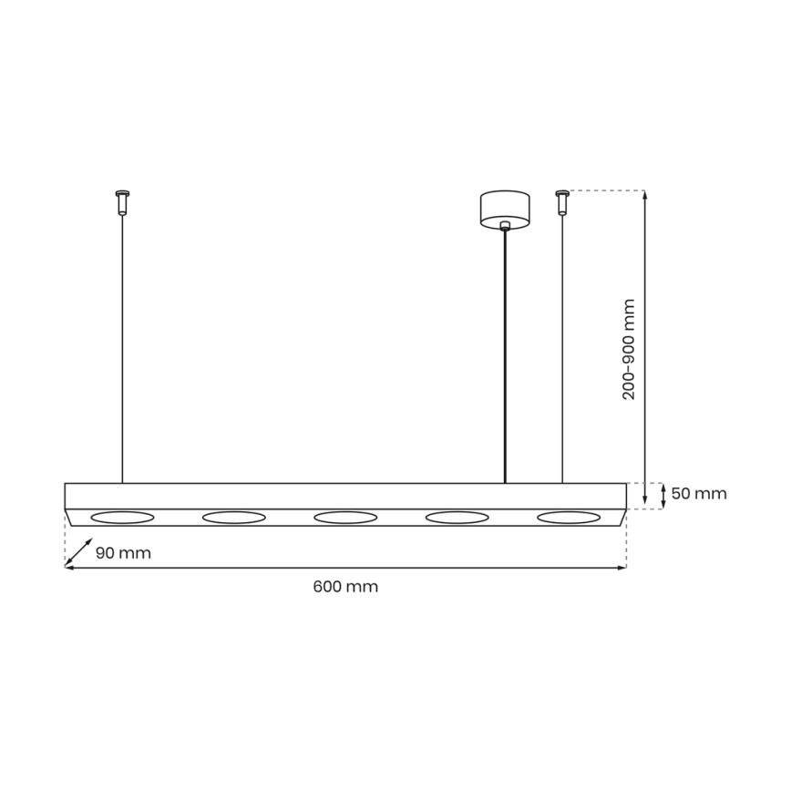Lámpara colgante ALEXANDER 5xGX53/12W/230V negro