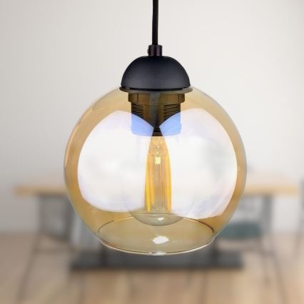Lámpara colgante AMBRE BLACK 3xE27/60W/230V negro/marrón ahumado