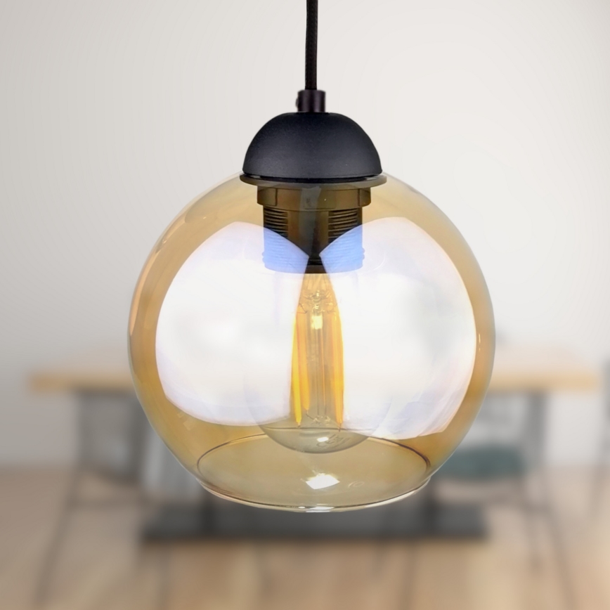Lámpara colgante AMBRE BLACK 3xE27/60W/230V negro/marrón ahumado