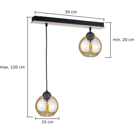 Lámpara colgante AMBRE WOOD 2xE27/60W/230V