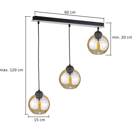 Lámpara colgante AMBRE WOOD 3xE27/60W/230V