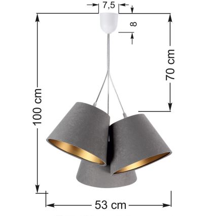 Lámpara colgante AMBROSIA 3xE27/60W/230V