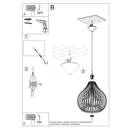 Lámpara colgante APRILLA 1xE27/60W/230V