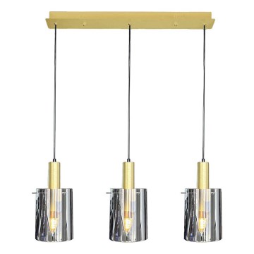 Lámpara colgante ARCADIA 3xE27/60W/230V dorado/ahumado