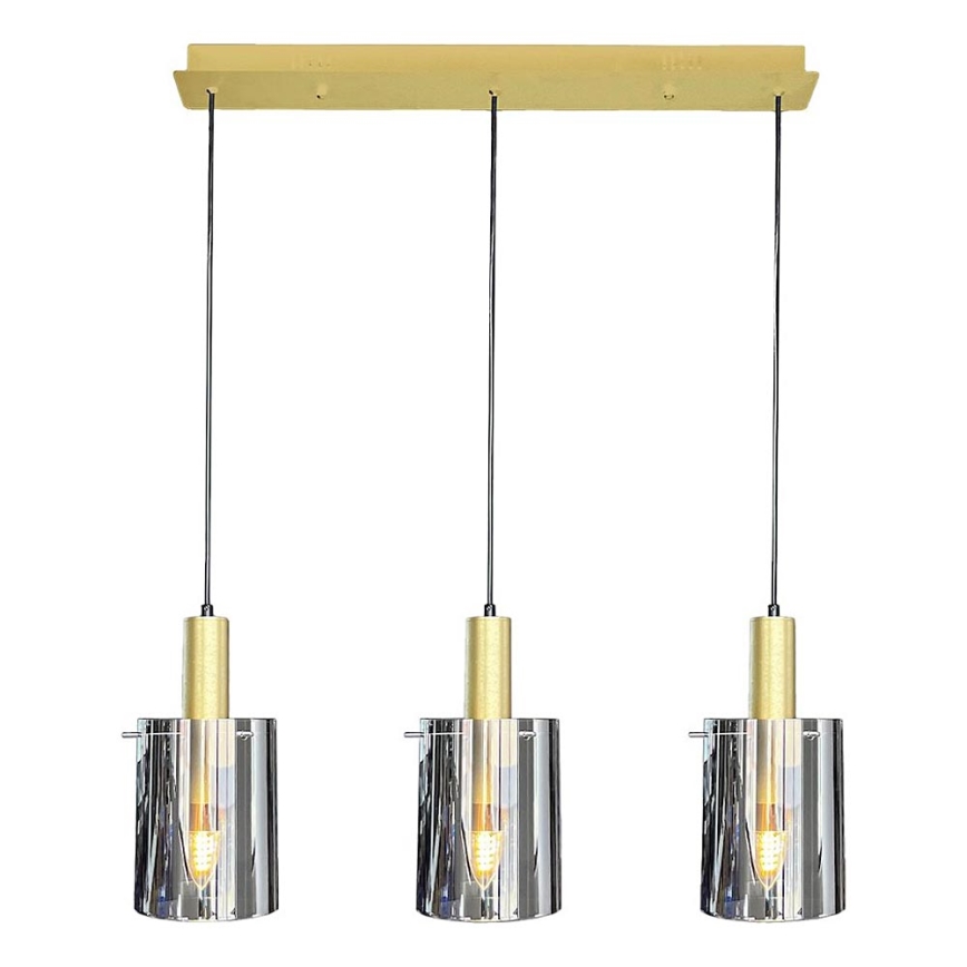 Lámpara colgante ARCADIA 3xE27/60W/230V dorado/ahumado