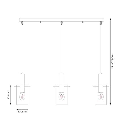 Lámpara colgante ARCADIA 3xE27/60W/230V dorado/ahumado