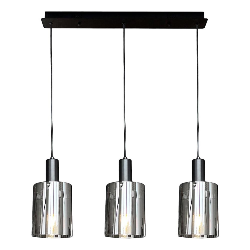 Lámpara colgante ARCADIA 3xE27/60W/230V negro/ahumado