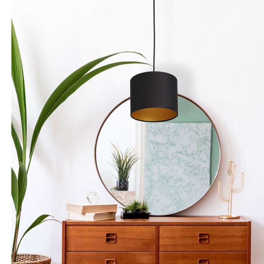Lámpara colgante ARDEN 1xE27/60W/230V diá. 18 cm negro/dorado
