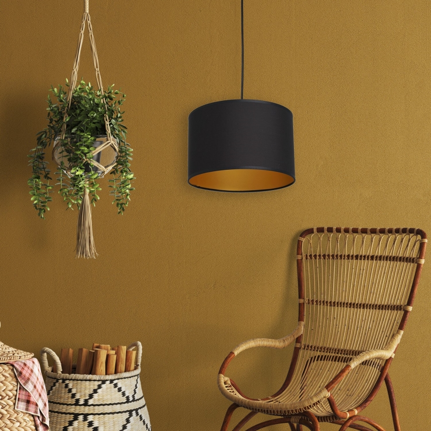 Lámpara colgante ARDEN 1xE27/60W/230V diá. 25 cm negro/dorado