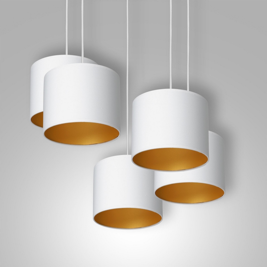 Lámpara colgante ARDEN 5xE27/60W/230V blanco/dorado