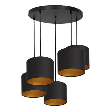 Lámpara colgante ARDEN 5xE27/60W/230V negro/dorado