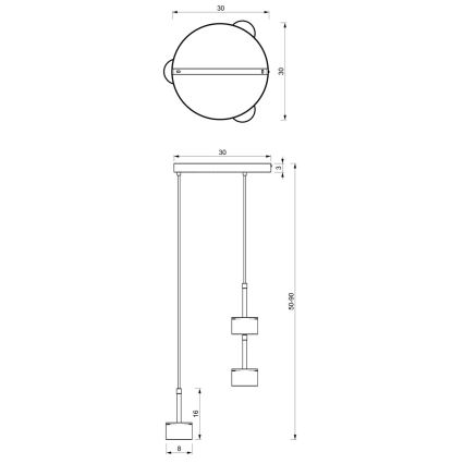 Lámpara colgante ARENA 3xGX53/11W/230V negro/cromo