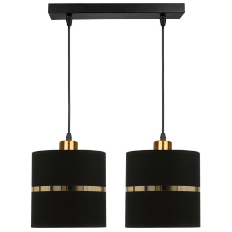 Lámpara colgante ASSAM 2xE27/60W/230V negro/dorado