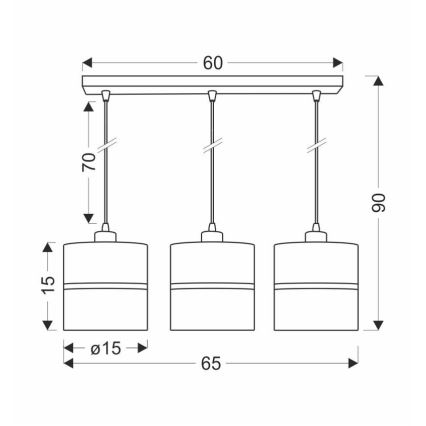 Lámpara colgante ASSAM 3xE27/60W/230V negro