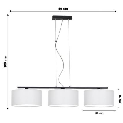 Lámpara colgante ASTRA 3xE27/60W/230V blanco