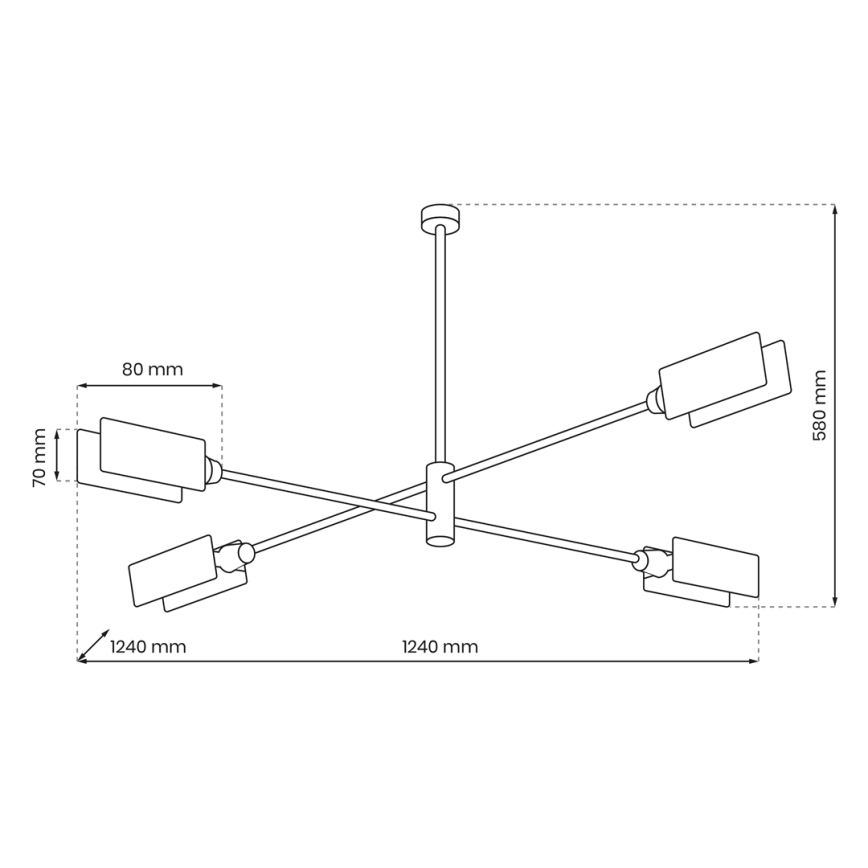 Lámpara colgante ASTRA 4xE27/60W/230V negro