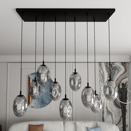 Lámpara colgante ASTRAL 9xE14/10W/230V negro/ahumado