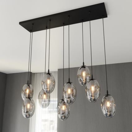 Lámpara colgante ASTRAL 9xE14/10W/230V negro/ahumado