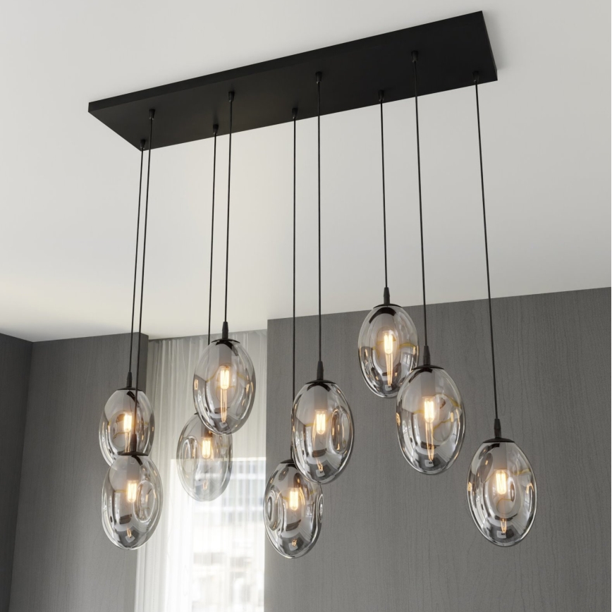 Lámpara colgante ASTRAL 9xE14/10W/230V negro/ahumado