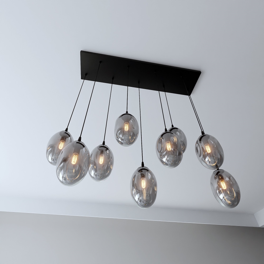 Lámpara colgante ASTRAL 9xE14/10W/230V negro/ahumado
