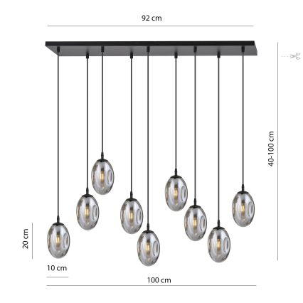 Lámpara colgante ASTRAL 9xE14/10W/230V negro/ahumado