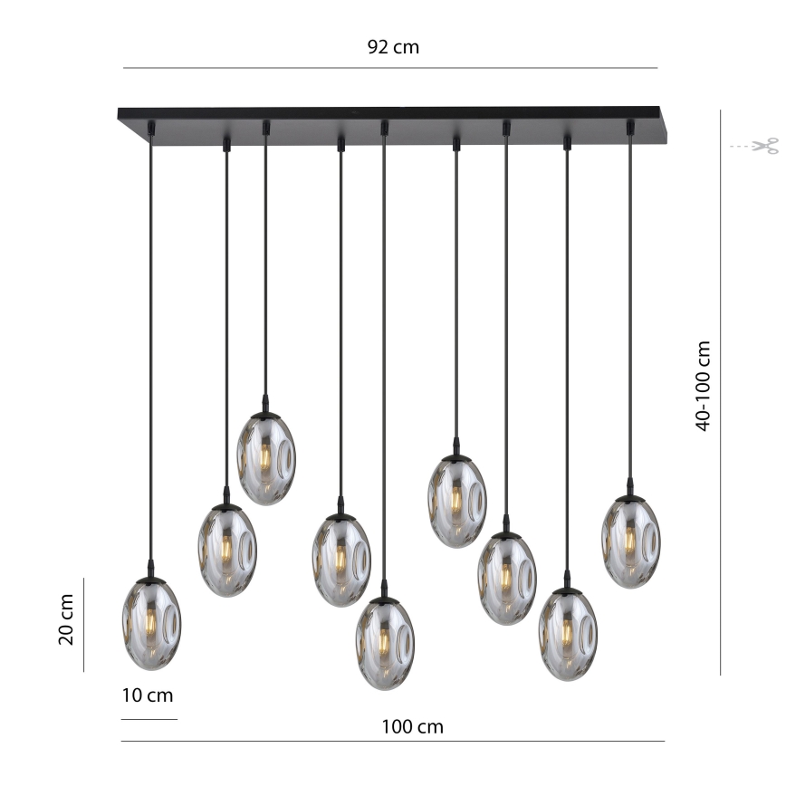 Lámpara colgante ASTRAL 9xE14/10W/230V negro/ahumado