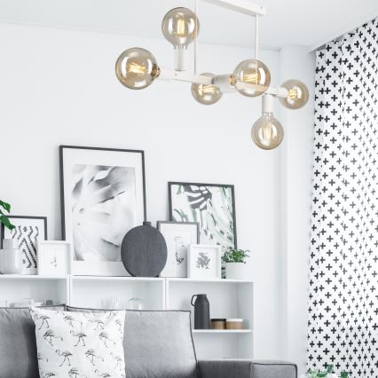 Lámpara colgante ASTRID 6xE27/60W/230V blanco