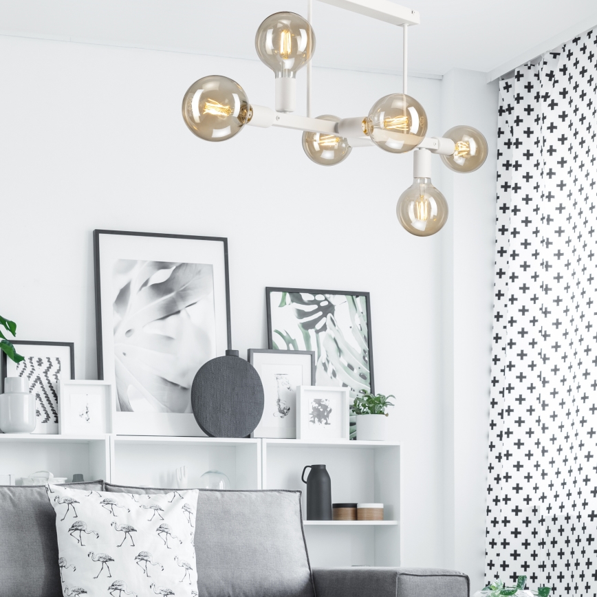 Lámpara colgante ASTRID 6xE27/60W/230V blanco